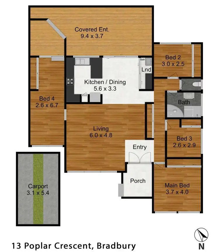 Floorplan of Homely house listing, 13 Poplar Crescent, Bradbury NSW 2560