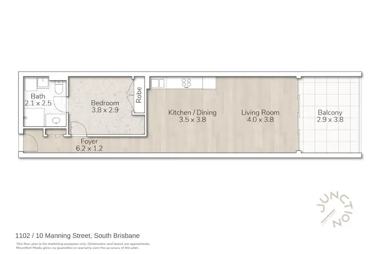 Floorplan of Homely unit listing, 1102/10 Manning Street, South Brisbane QLD 4101