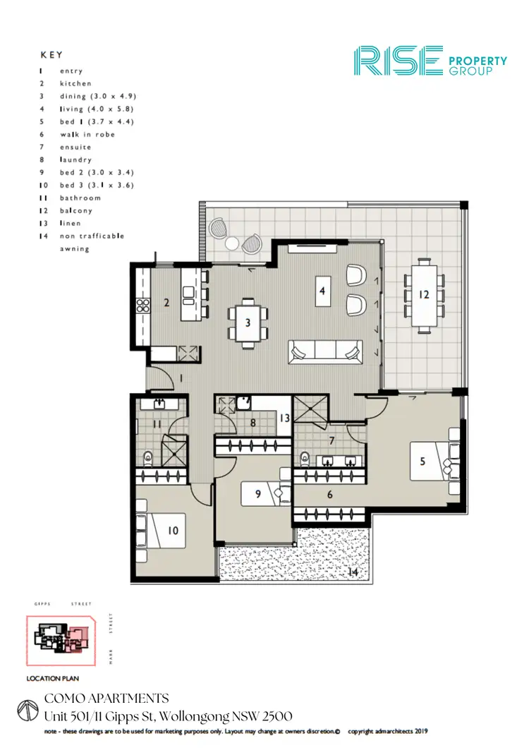 Floorplan of Homely apartment listing, 501/11 Gipps Street, Wollongong NSW 2500