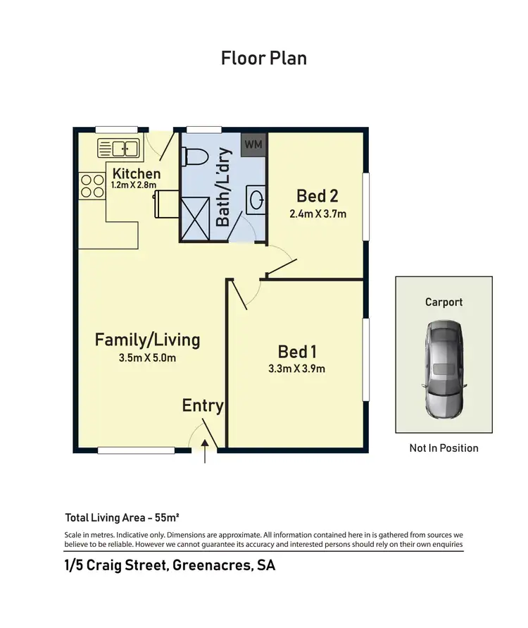 Floorplan of Homely unit listing, 1/5 Craig Street, Greenacres SA 5086