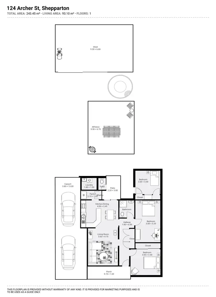 Floorplan of Homely house listing, 124 ARCHER STREET, Shepparton VIC 3630