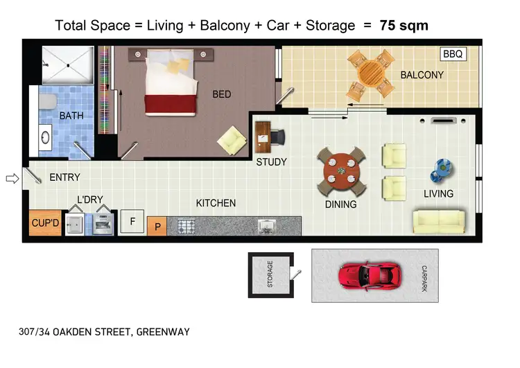 Floorplan of Homely apartment listing, 307/34 Oakden Street, Greenway ACT 2900