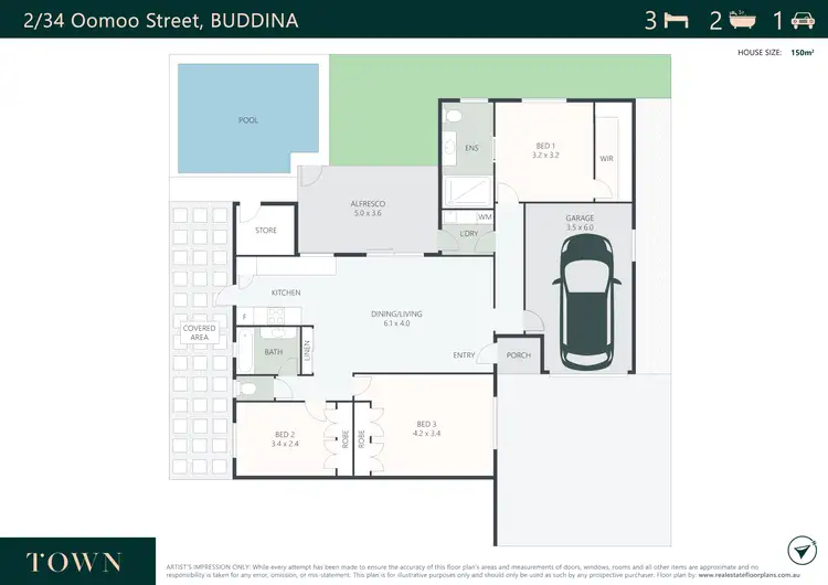 Floorplan of Homely semi-detached listing, 2/34 Oomoo Street, Buddina QLD 4575