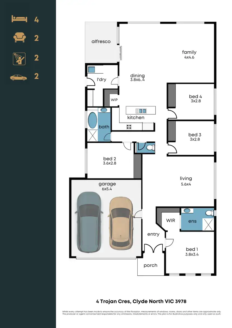 Floorplan of Homely house listing, 4 Trojan Crescent, Clyde North VIC 3978