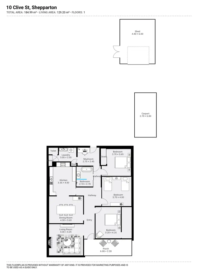 Floorplan of Homely house listing, 10 Clive Street, Shepparton VIC 3630