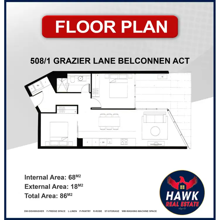 Floorplan of Homely apartment listing, 508/1 Grazier Lane, Belconnen ACT 2617
