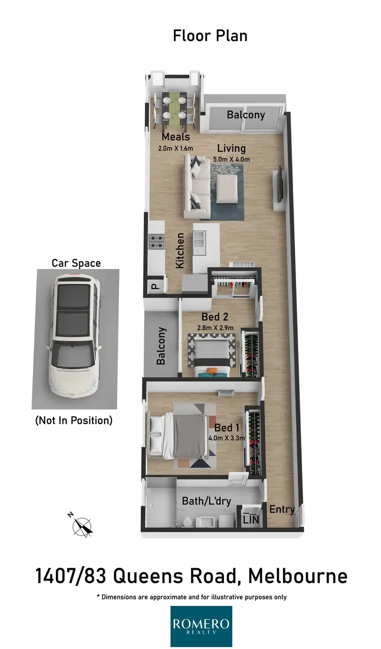 Floorplan of Homely apartment listing, 1407/83 Queens Road, Melbourne VIC 3004