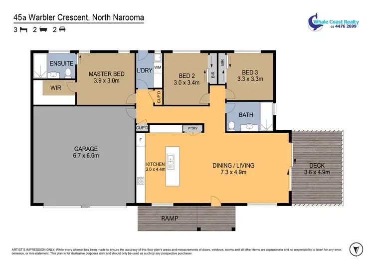 Floorplan of Homely semi-detached listing, 45A Warbler Crescent, North Narooma NSW 2546