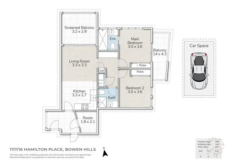 Floorplan of Homely unit listing, 1117/16 Hamilton Place, Bowen Hills QLD 4006