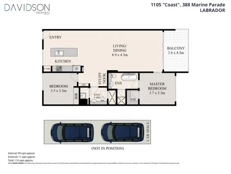 Floorplan of Homely apartment listing, 1105/388 Marine Parade, Labrador QLD 4215