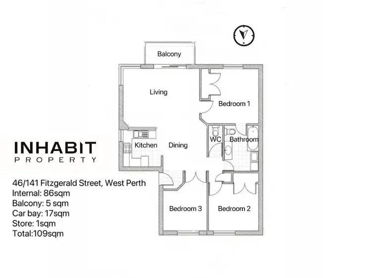 Floorplan of Homely apartment listing, 46/141 Fitzgerald Street, West Perth WA 6005