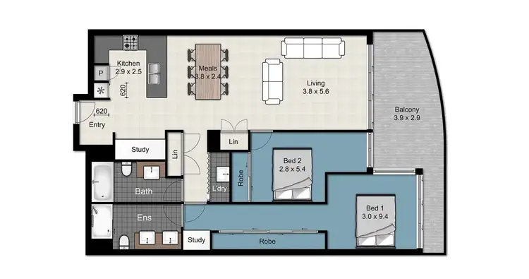 Floorplan of Homely apartment listing, 1204/25 East Quay Drive, Biggera Waters QLD 4216