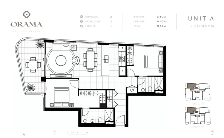 Floorplan of Homely apartment listing, Orama/12-16 Weemala Street, Chevron Island QLD 4217
