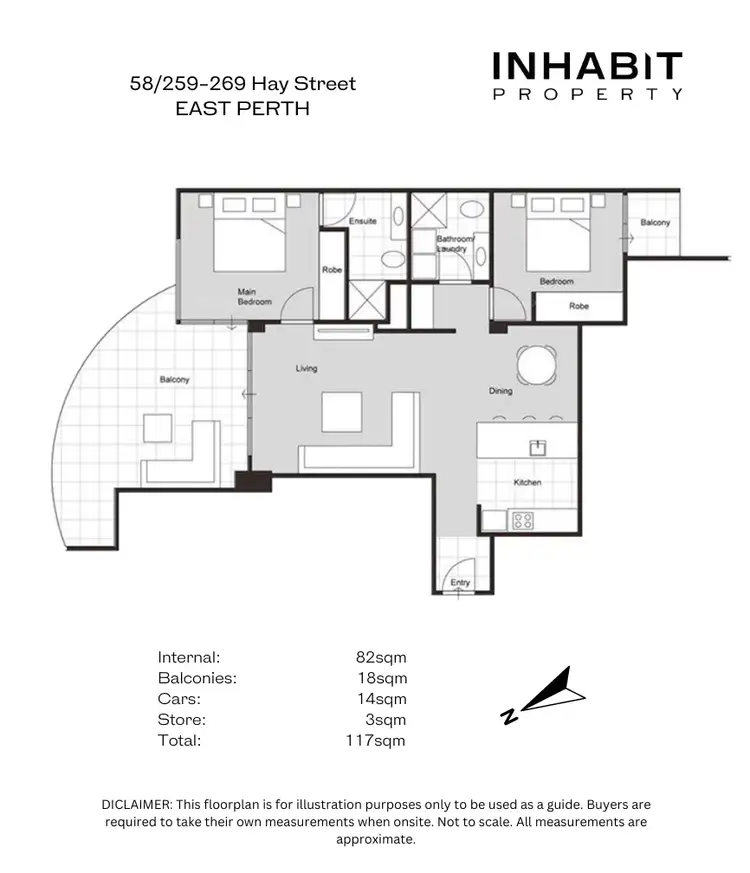 Floorplan of Homely apartment listing, 58/259-269 Hay Street, East Perth WA 6004