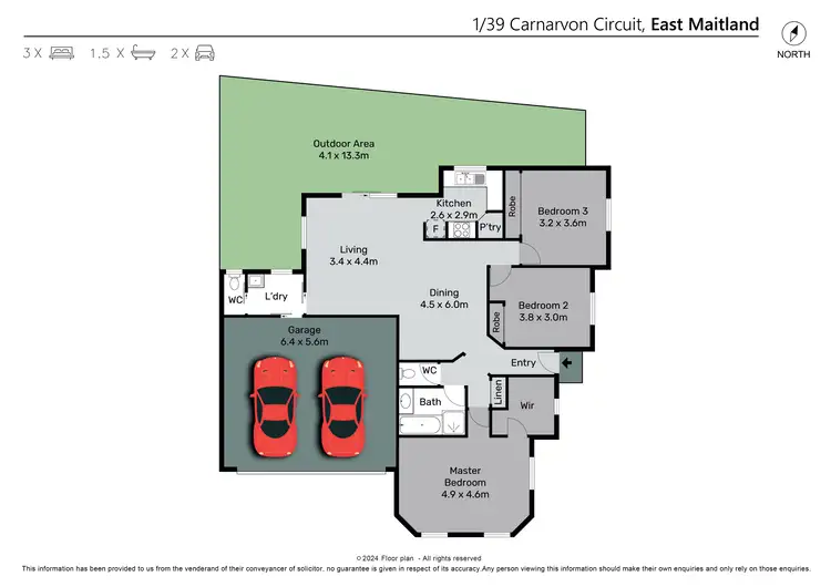 Floorplan of Homely house listing, 1/39 Carnarvon Circuit, East Maitland NSW 2323