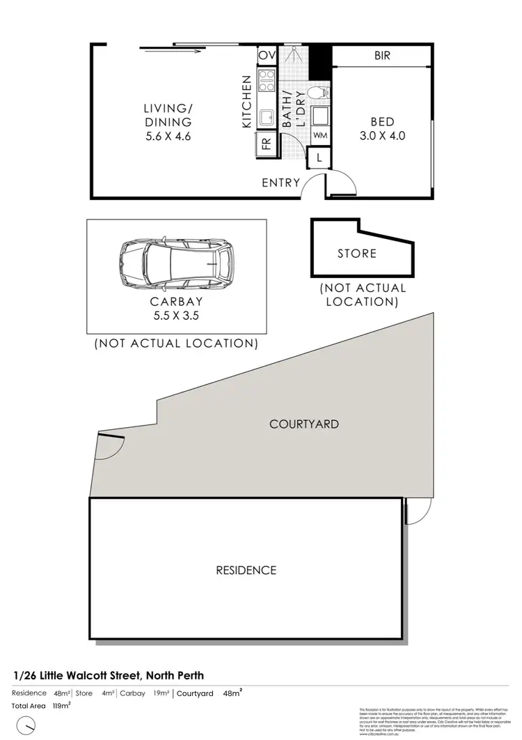 Floorplan of Homely apartment listing, 1/26 Little Walcott Street, North Perth WA 6006