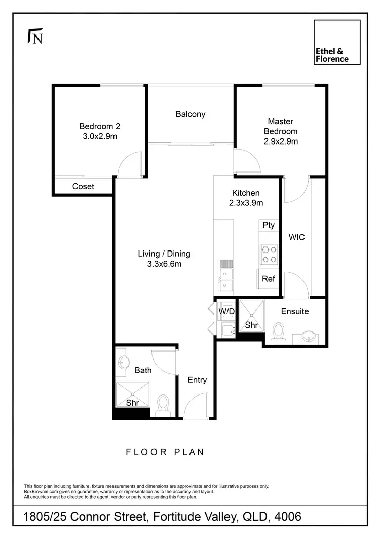 Floorplan of Homely apartment listing, 1805/25 Connor Street, Fortitude Valley QLD 4006