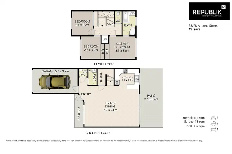 Floorplan of Homely townhouse listing, 33/28 Ancona Street, Carrara QLD 4211