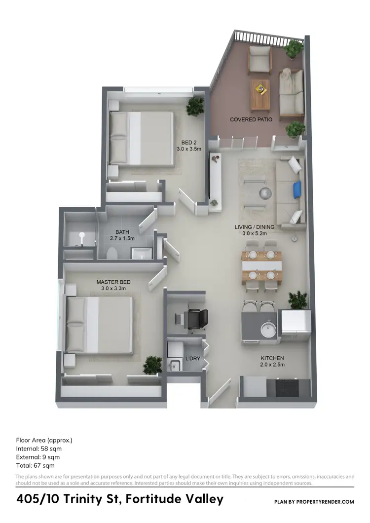 Floorplan of Homely apartment listing, 405/10 Trinity Street, Fortitude Valley QLD 4006