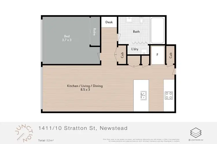 Floorplan of Homely unit listing, 1411/10 Stratton Street, Newstead QLD 4006