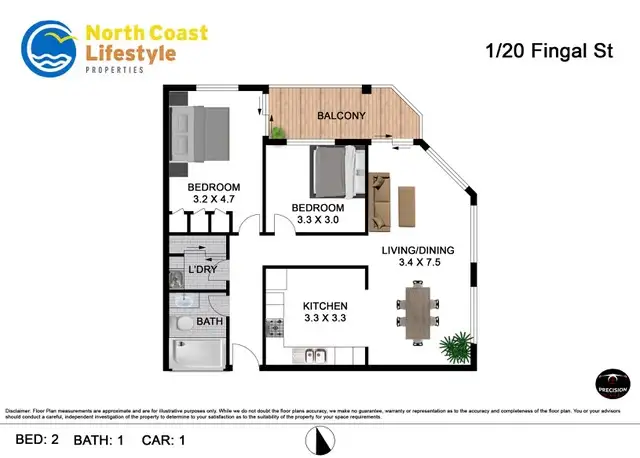 Floorplan of Homely apartment listing, 1/20 Fingal Street, Brunswick Heads NSW 2483