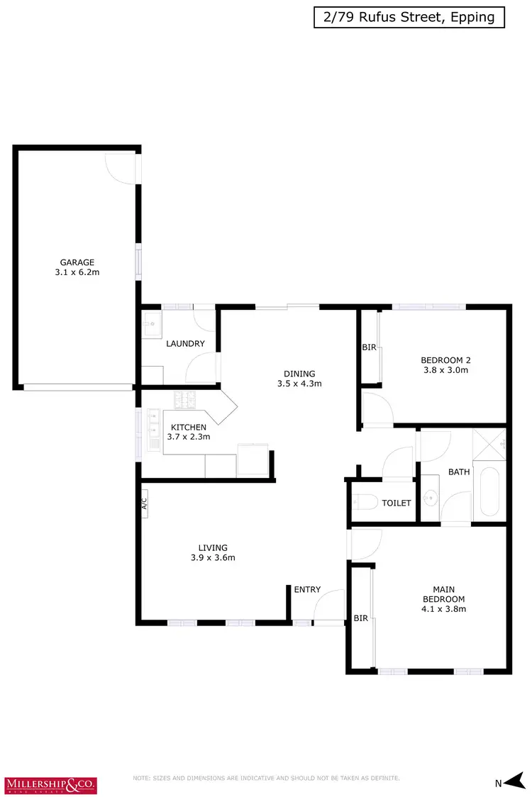 Floorplan of Homely unit listing, 2/79 Rufus Street, Epping VIC 3076