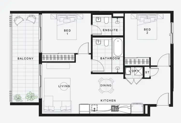 Floorplan of Homely apartment listing, 2bed/105 Forest Road, Hurstville NSW 2220