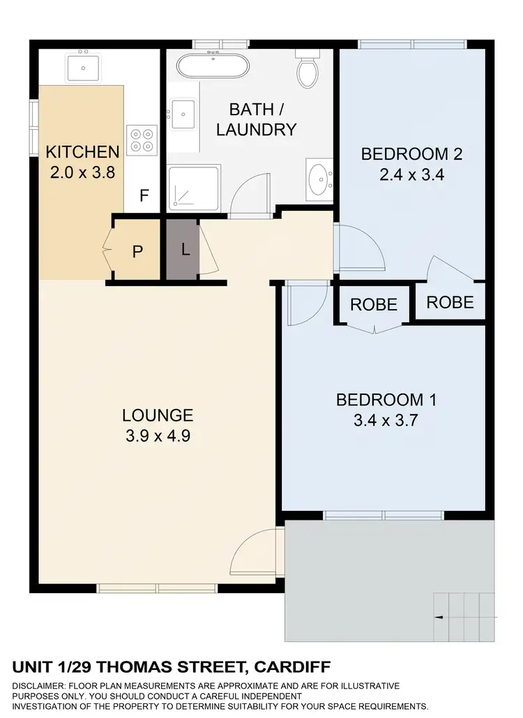 Floorplan of Homely unit listing, 1/29 Thomas Street, Cardiff NSW 2285