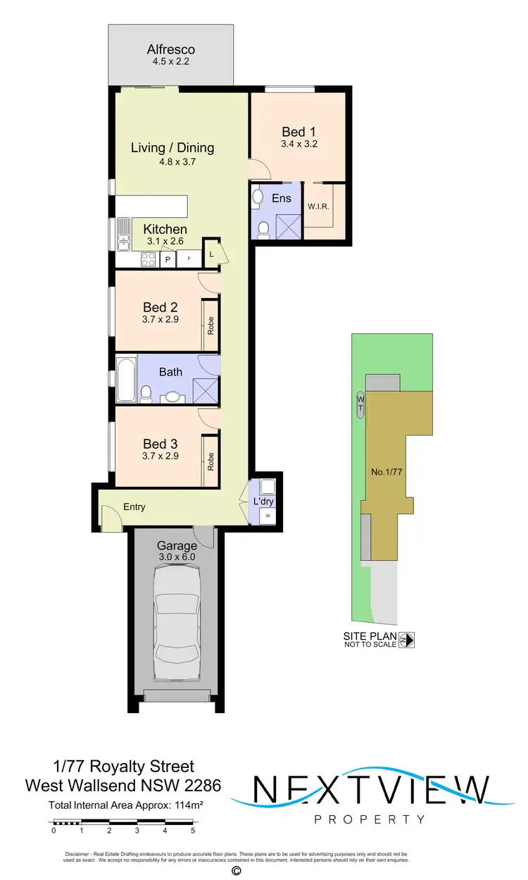Floorplan of Homely semi-detached listing, 1/77 Royalty Street, West Wallsend NSW 2286