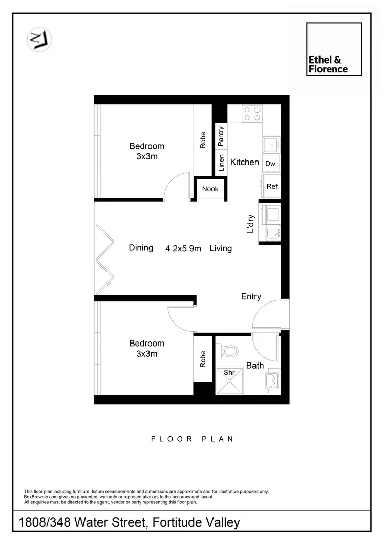 Floorplan of Homely apartment listing, 1808/348 Water Street, Fortitude Valley QLD 4006