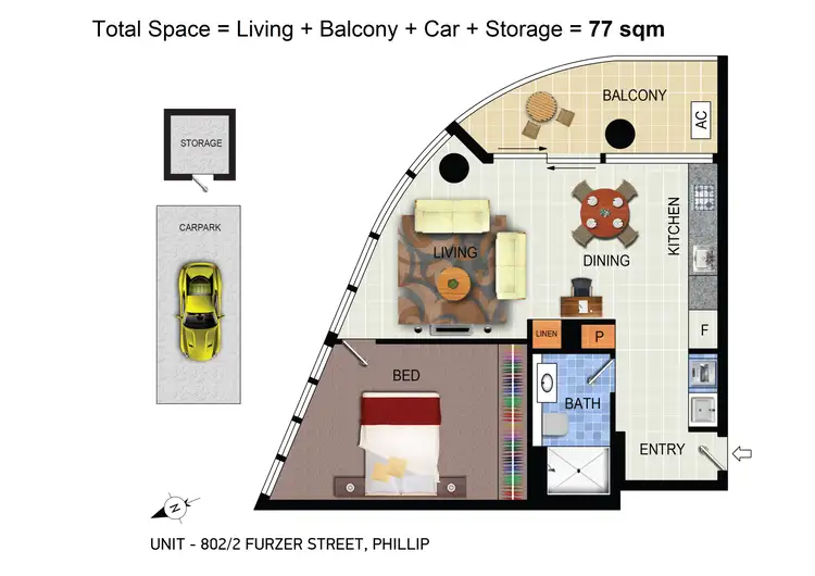 Floorplan of Homely apartment listing, 802/2 Furzer Street, Phillip ACT 2606