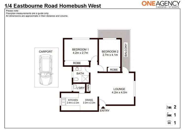 Floorplan of Homely unit listing, 1/4 Eastbourne Road, Homebush West NSW 2140