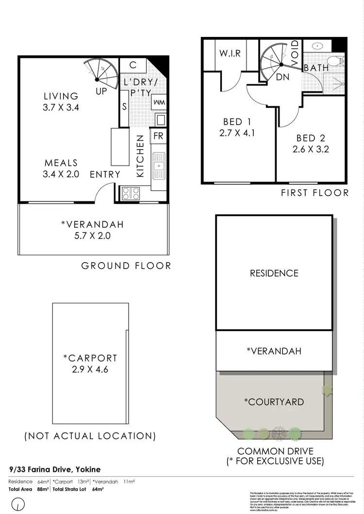Floorplan of Homely townhouse listing, 9/33 Farina Drive, Yokine WA 6060