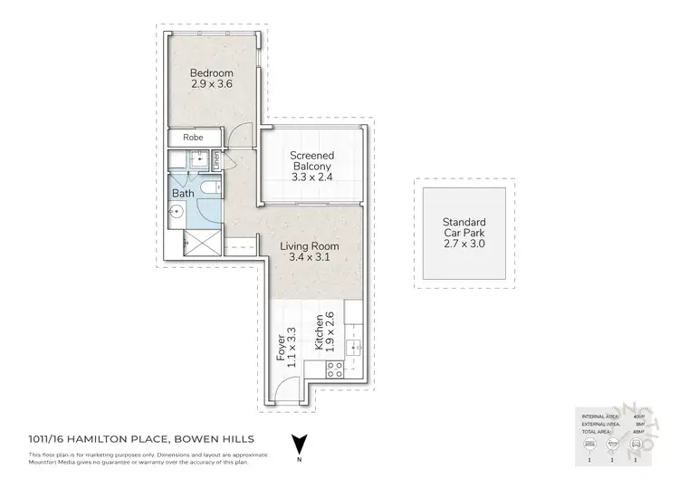 Floorplan of Homely unit listing, 1011/16 Hamilton Place, Bowen Hills QLD 4006