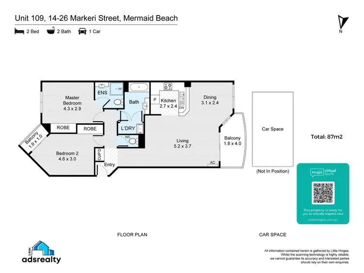 Floorplan of Homely apartment listing, 109/14-26 Markeri Street, Mermaid Beach QLD 4218