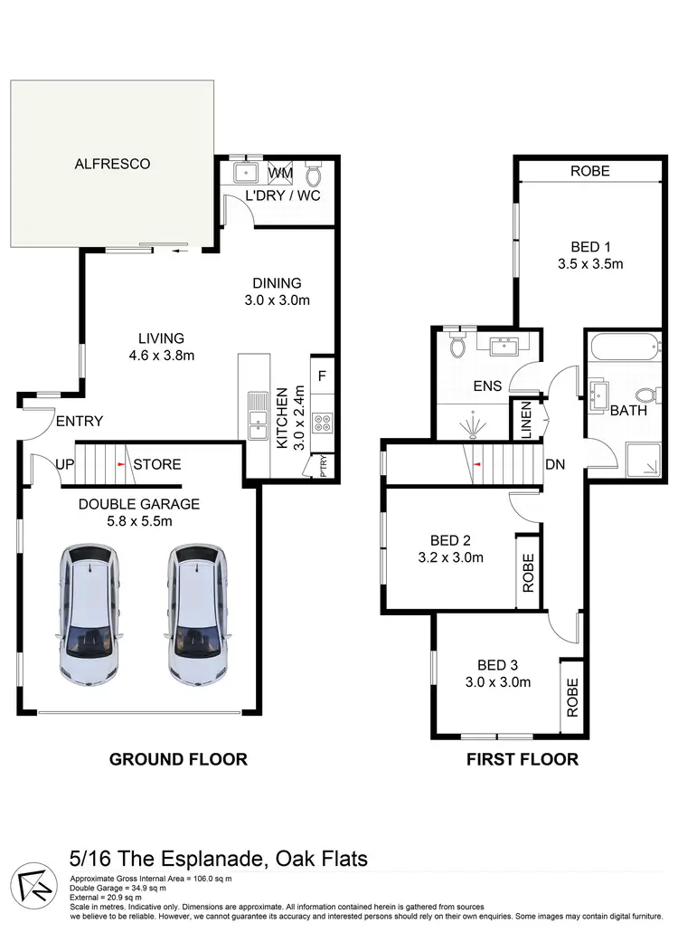 Floorplan of Homely townhouse listing, 5/16 The Esplanade, Oak Flats NSW 2529