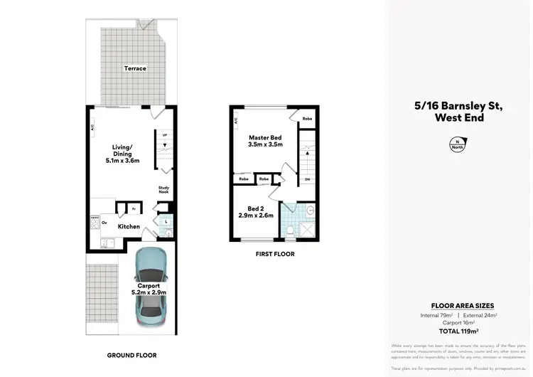 Floorplan of Homely townhouse listing, 5/16 Barnsley Street, West End QLD 4101