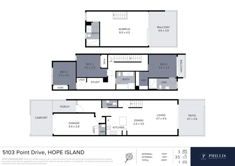 Floorplan of Homely townhouse listing, 5103 Point Drive, Hope Island QLD 4212