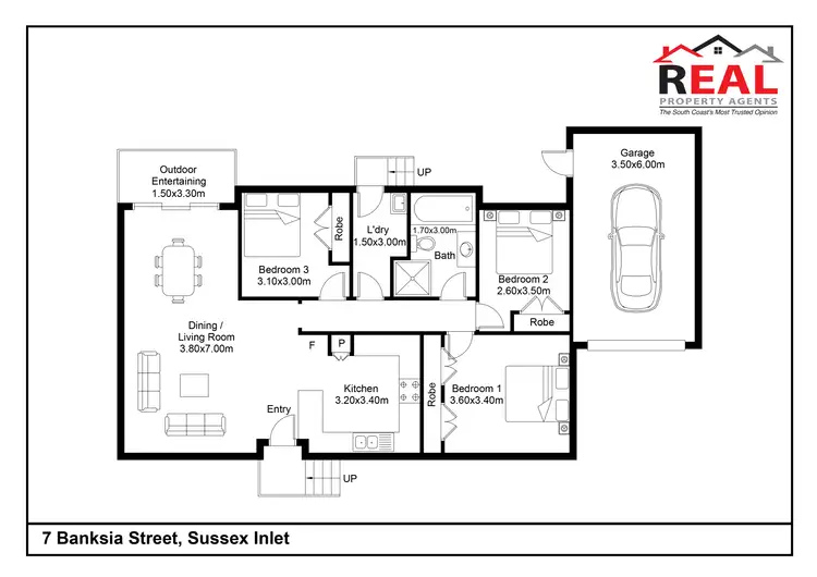 Floorplan of Homely villa listing, 1/7 Banksia Street, Sussex Inlet NSW 2540
