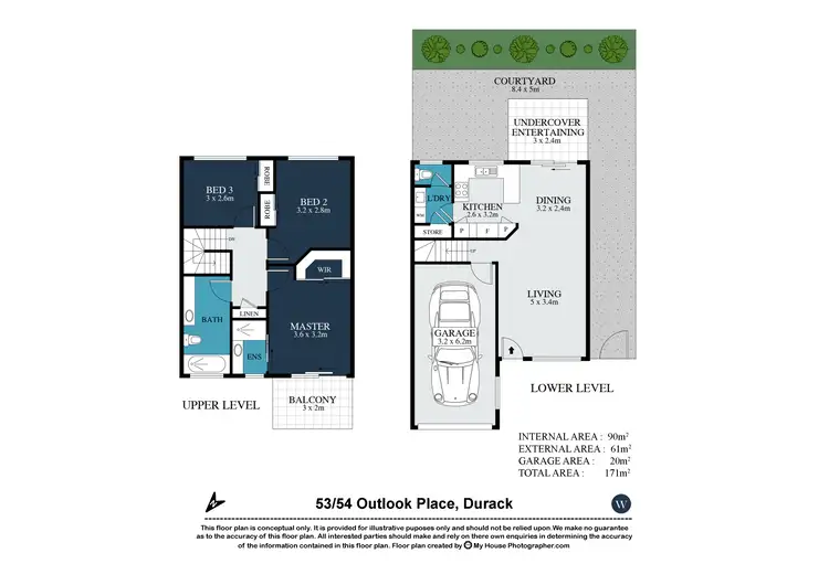 Floorplan of Homely townhouse listing, 53/54 Outlook Place, Durack QLD 4077