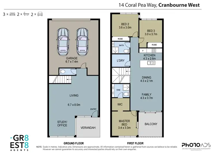 Floorplan of Homely townhouse listing, 14 CORAL-PEA WAY, Cranbourne West VIC 3977