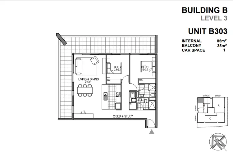 Floorplan of Homely apartment listing, B303/1 Charles Street, Canterbury NSW 2193