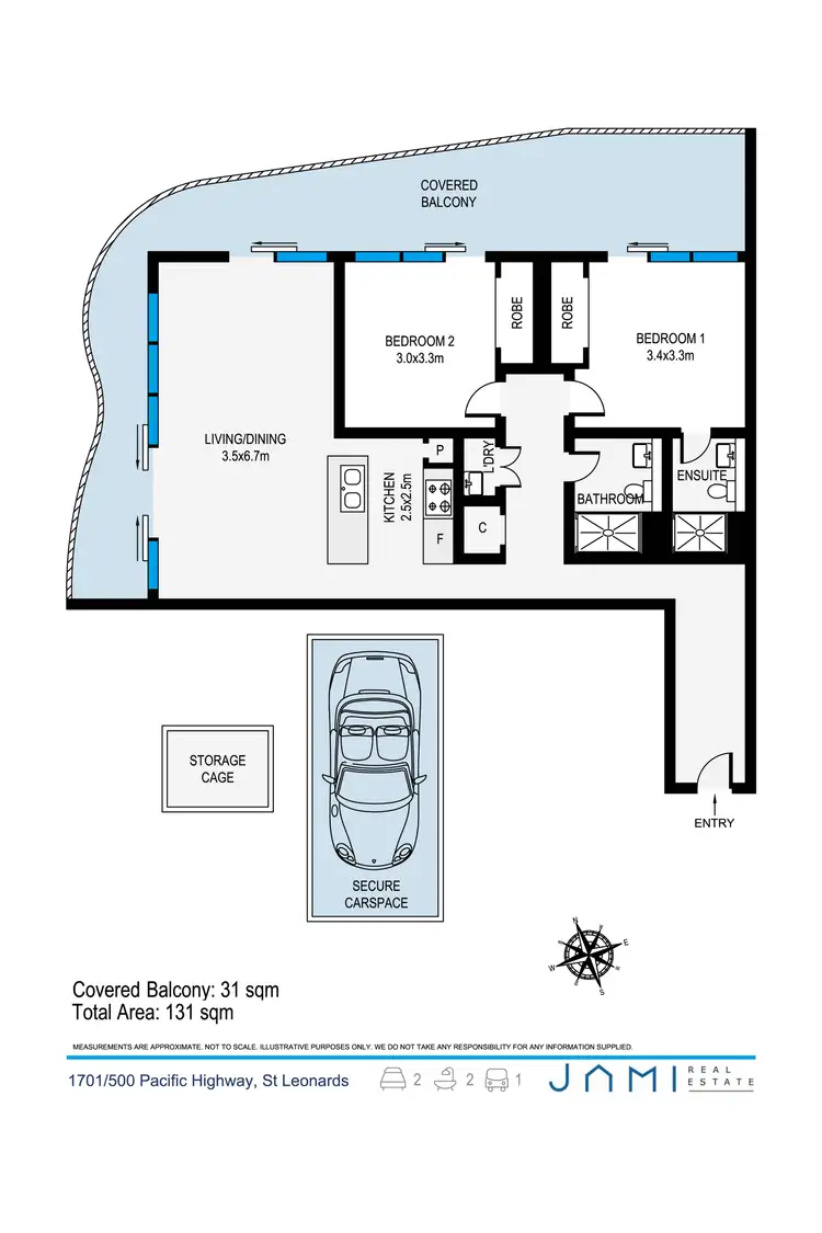 Floorplan of Homely apartment listing, 1701/500 Pacific Highway, St Leonards NSW 2065