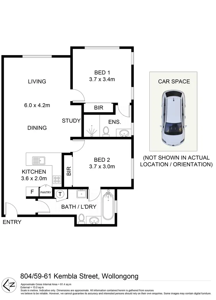 Floorplan of Homely apartment listing, 804/59-61 Kembla Street, Wollongong NSW 2500