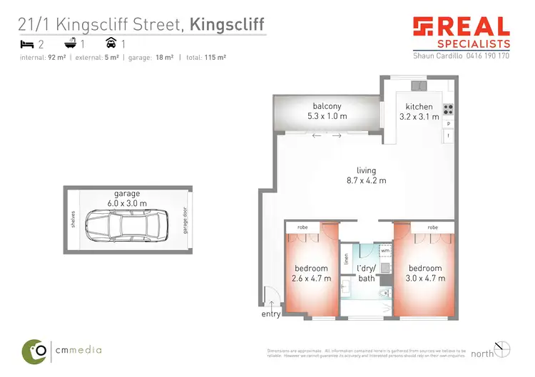 Floorplan of Homely unit listing, 21/1 Kingscliff Street, Kingscliff NSW 2487