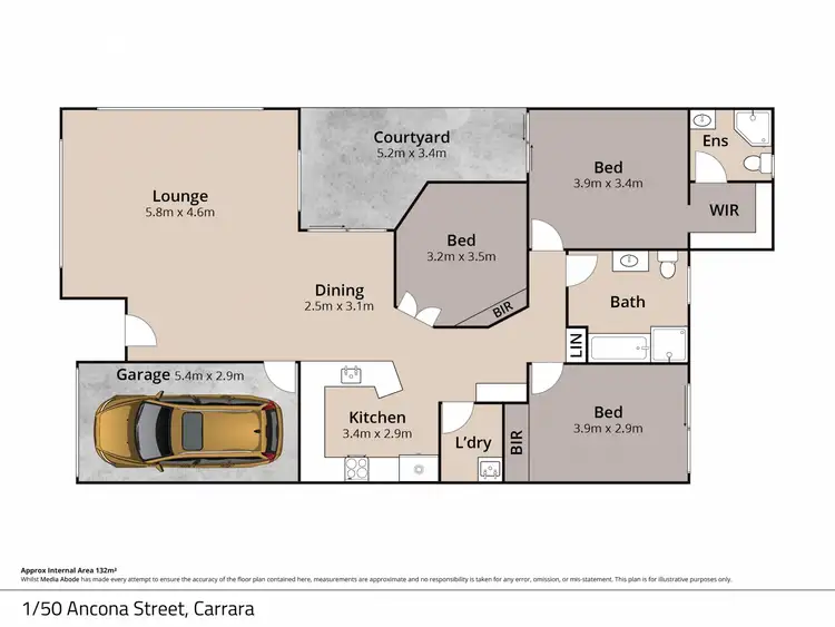 Floorplan of Homely semi-detached listing, 1/50 Ancona Street, Carrara QLD 4211