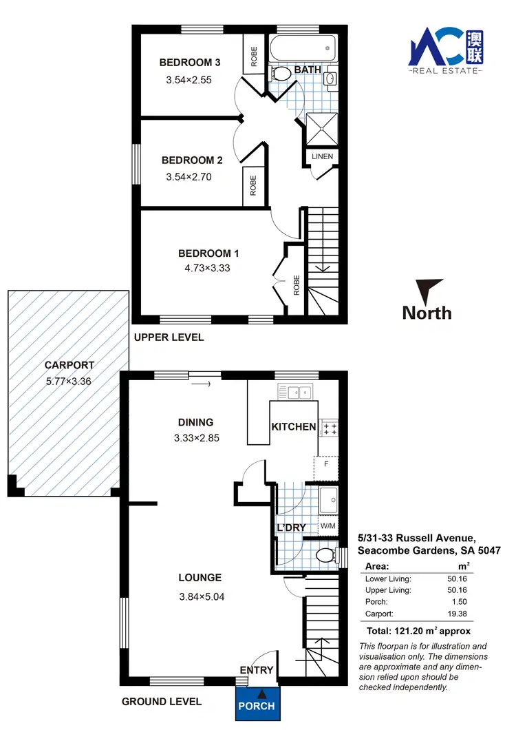 Floorplan of Homely townhouse listing, 5/31-33 Russell Avenue, Seacombe Gardens SA 5047