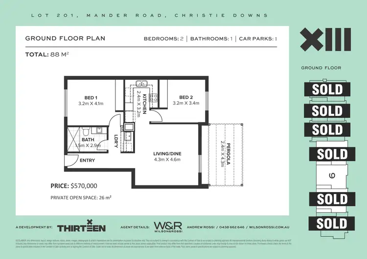 Floorplan of Homely apartment listing, 1,3,5,7,8,11-14/2A Mander Road, Christie Downs SA 5164