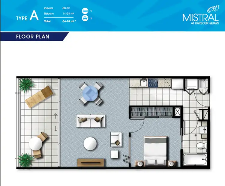 Floorplan of Homely apartment listing, 307/2 East Quay Drive, Biggera Waters QLD 4216