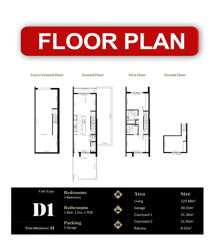 Floorplan of Homely townhouse listing, 13/30 Bon Scott Crescent, Moncrieff ACT 2914